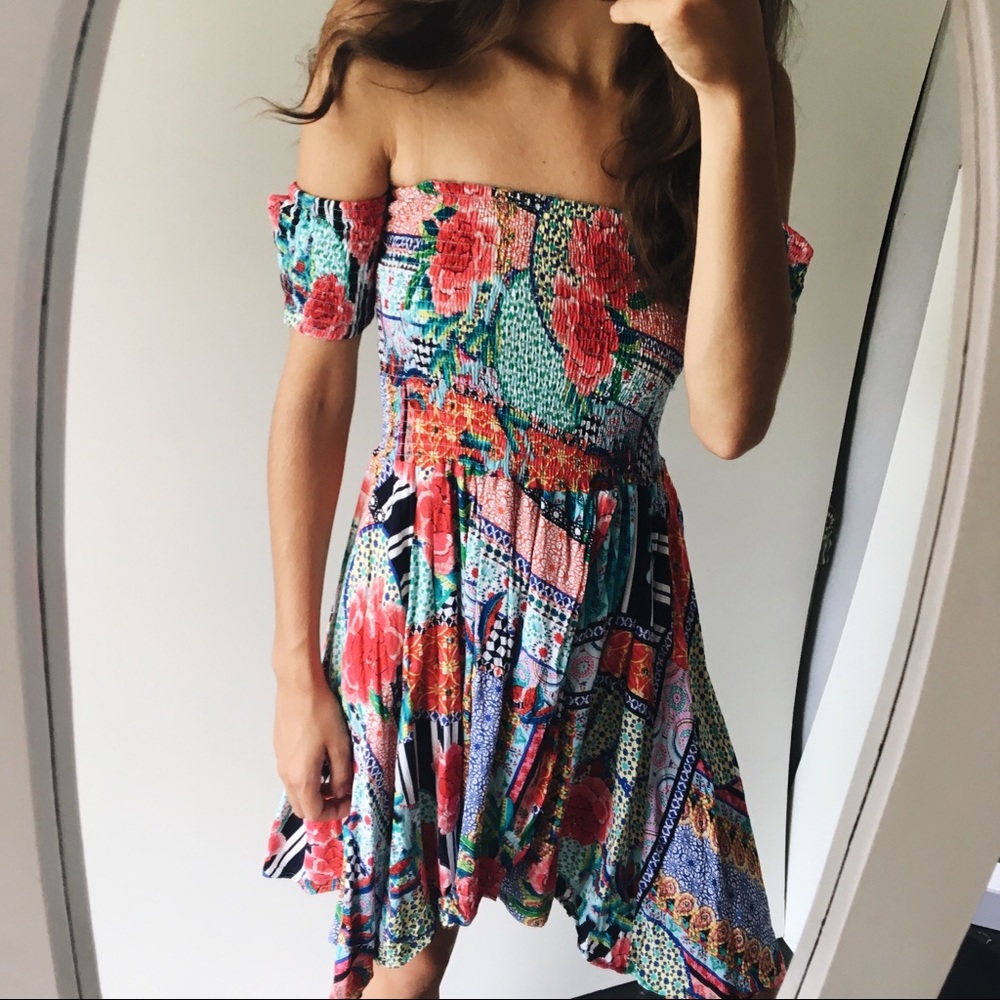 Jaase Patchwork Multi Print Mini Dress - image 1